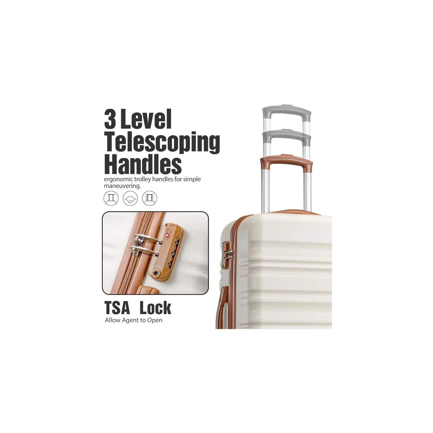 Ensemble de 6 valises | coque rigide en ABS avec verrou TSA, roulettes pivotantes, valise de cabine