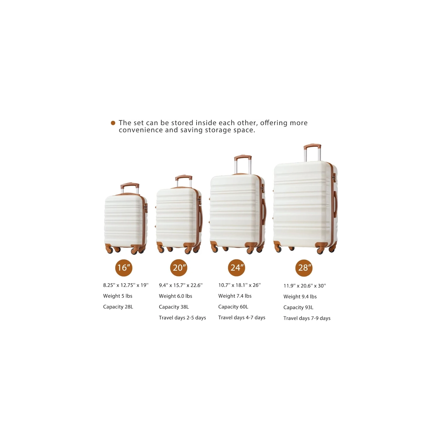 Ensemble de 6 valises | coque rigide en ABS avec verrou TSA, roulettes pivotantes, valise de cabine