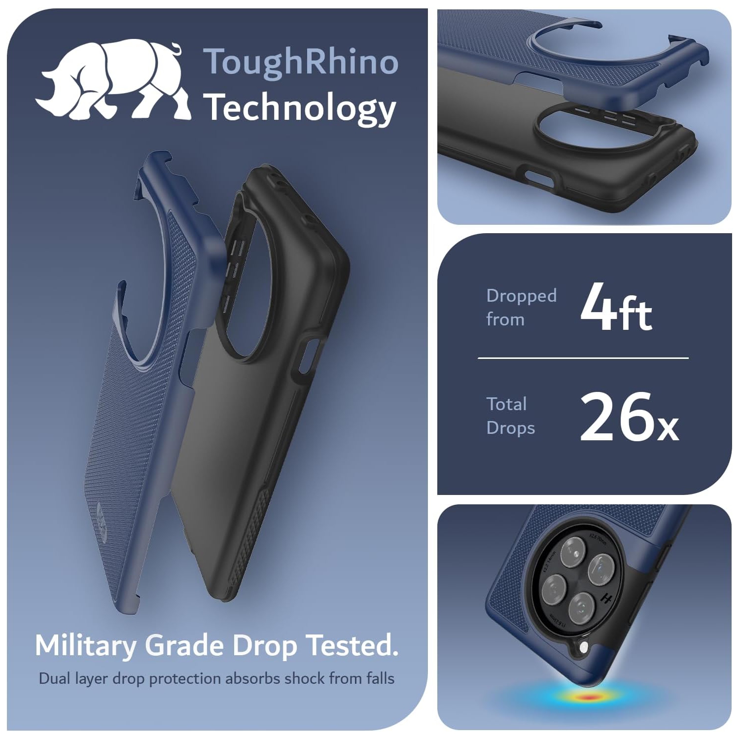 Étui MergeGrip OnePlus 12 de TUDIA de qualité militaire - Indigo