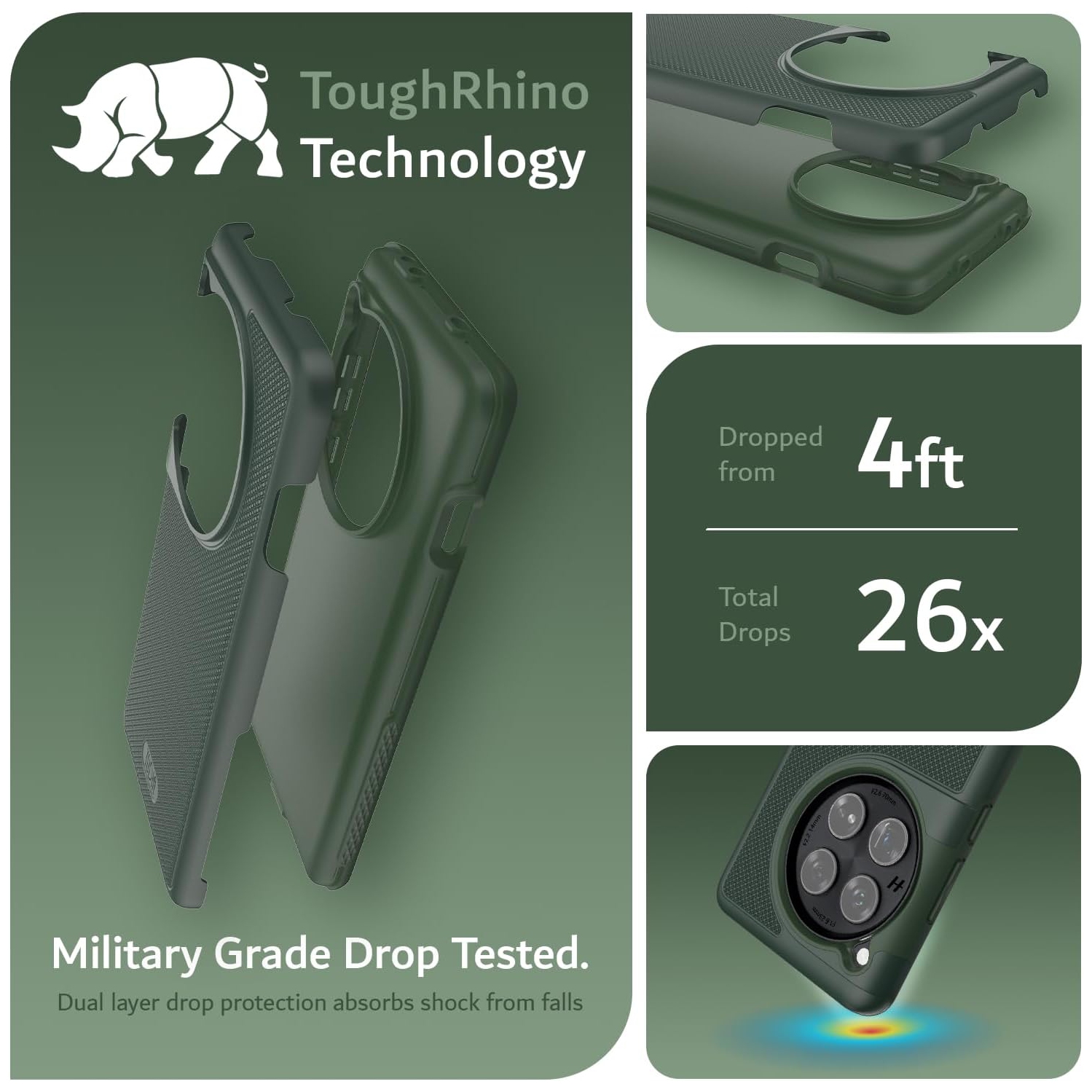 Étui double couche MergeGrip de TUDIA pour OnePlus 12 - Vert pin