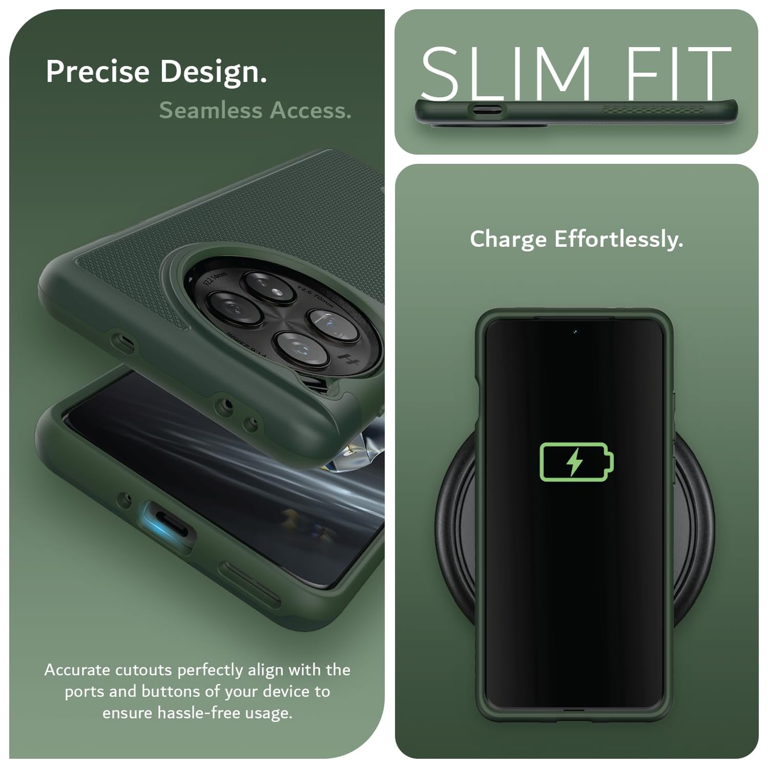 Étui double couche MergeGrip de TUDIA pour OnePlus 12 - Vert pin