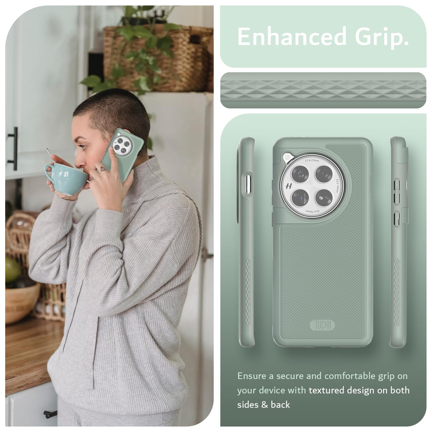 MergeGrip de TUDIA conçu pour un étui à deux couches OnePlus 12 - Lys verts