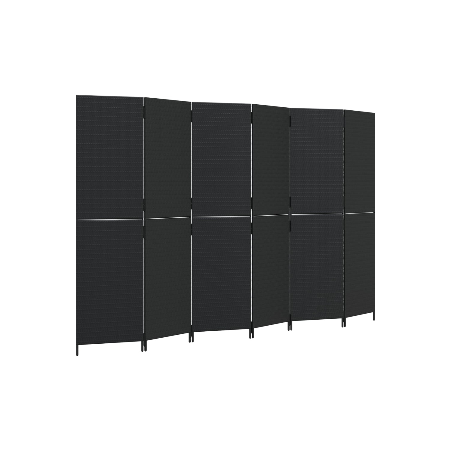 vidaXL Room Divider 6 Panels Black Poly Rattan
