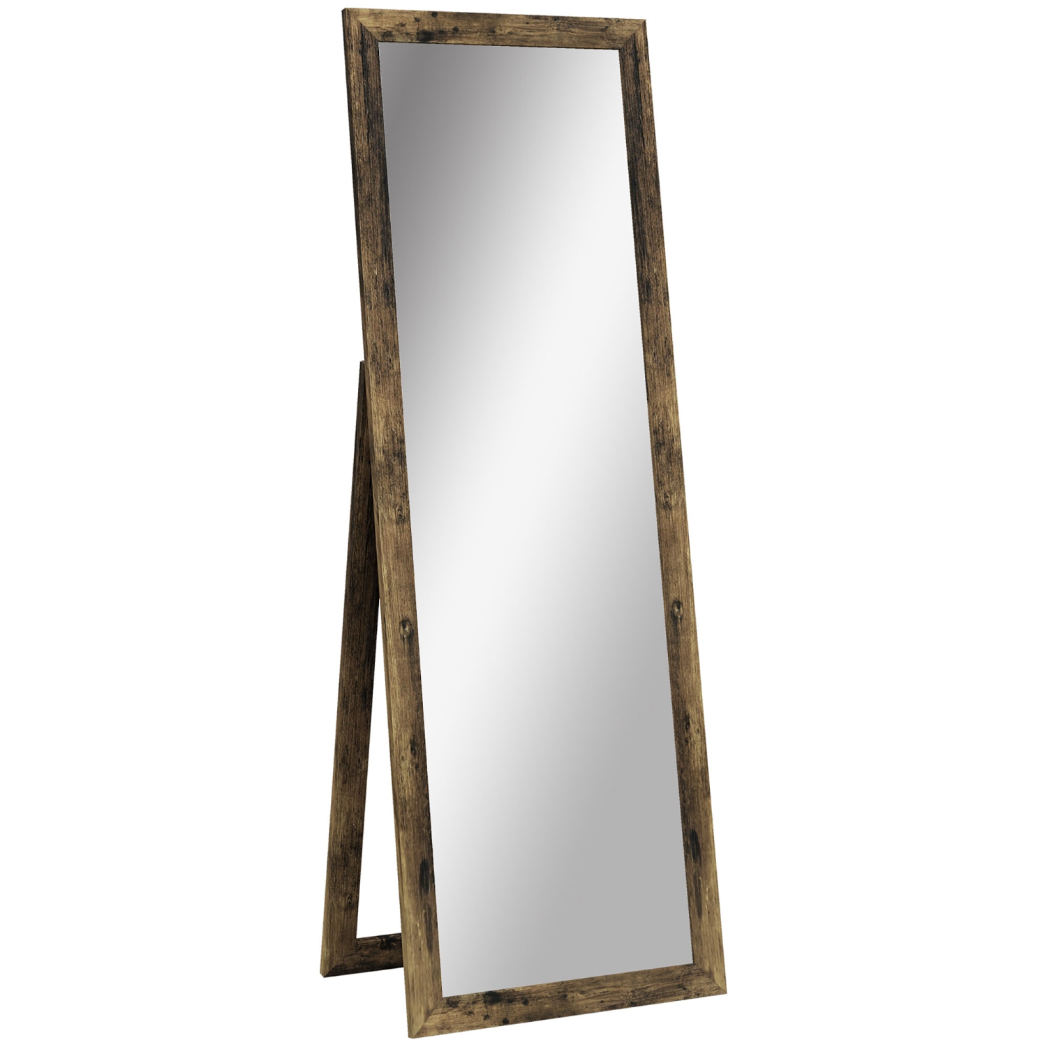 HOMCOM 58" x 20" Full Length Mirror with Frame, Floor Standing Mirror, Rectangular Full Body Mirror for Bedroom, Living Room, Rustic Brown