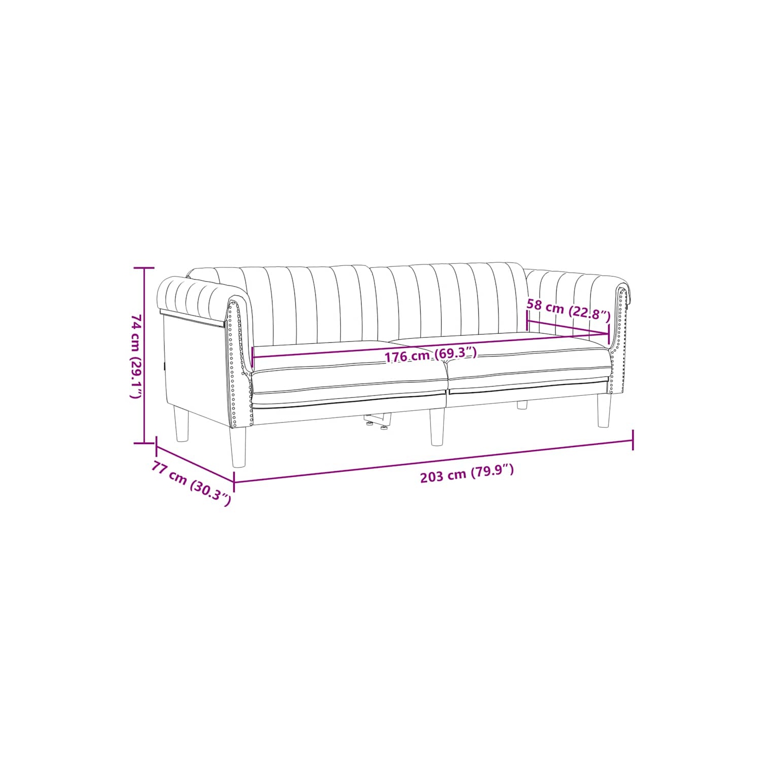 Sofa 3 places en similicuir brun avec méridienne vidaXL