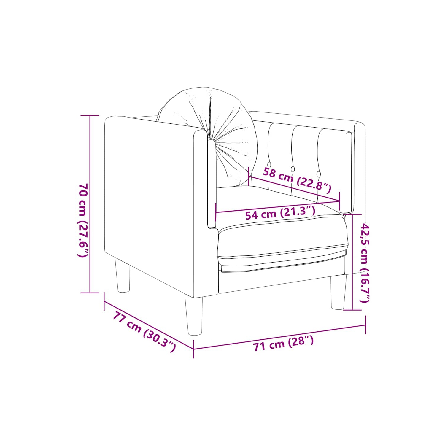 Sofa avec coussin en similicuir brun VidaXL