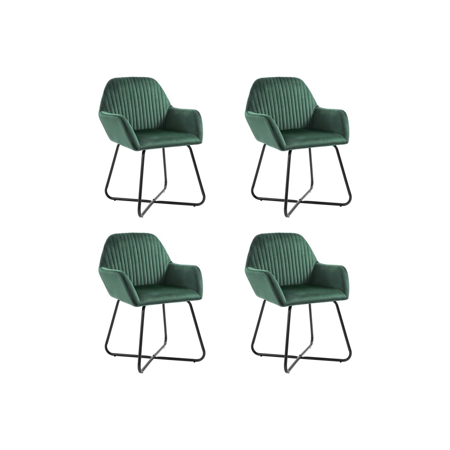 Chaises de salle à manger 4 pièces en velours vert