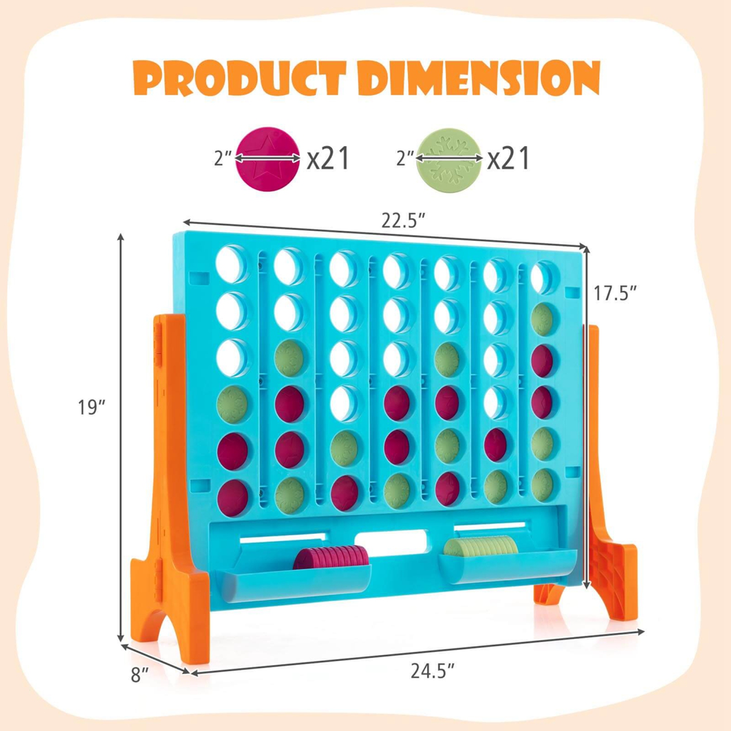 Costway Wall Mounted or Tabletop Giant 4 in a Row Jumbo 4-to-Score Connect Game Set