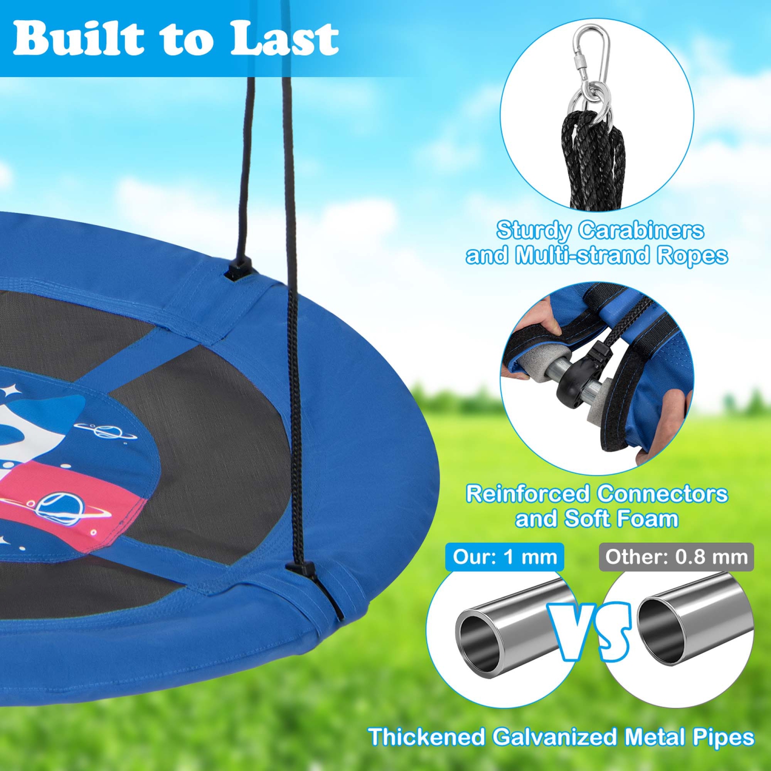 Goplus 40'' Flying Saucer Tree Swing Indoor Outdoor Play Set Kids Christmas Gift