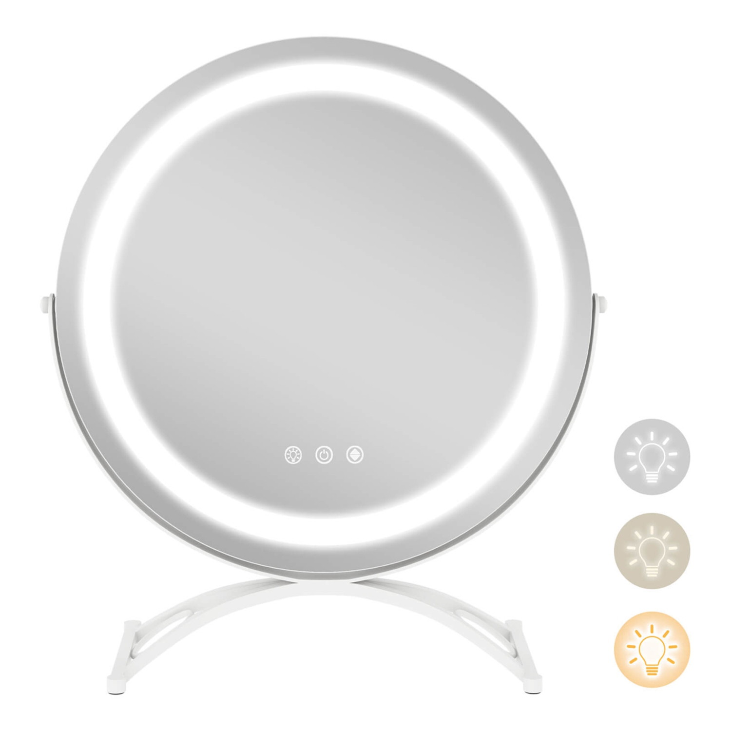 Miroir de maquillage rond de 16 po pour salle de bain avec 3 couleurs à intensité réglable de Costway