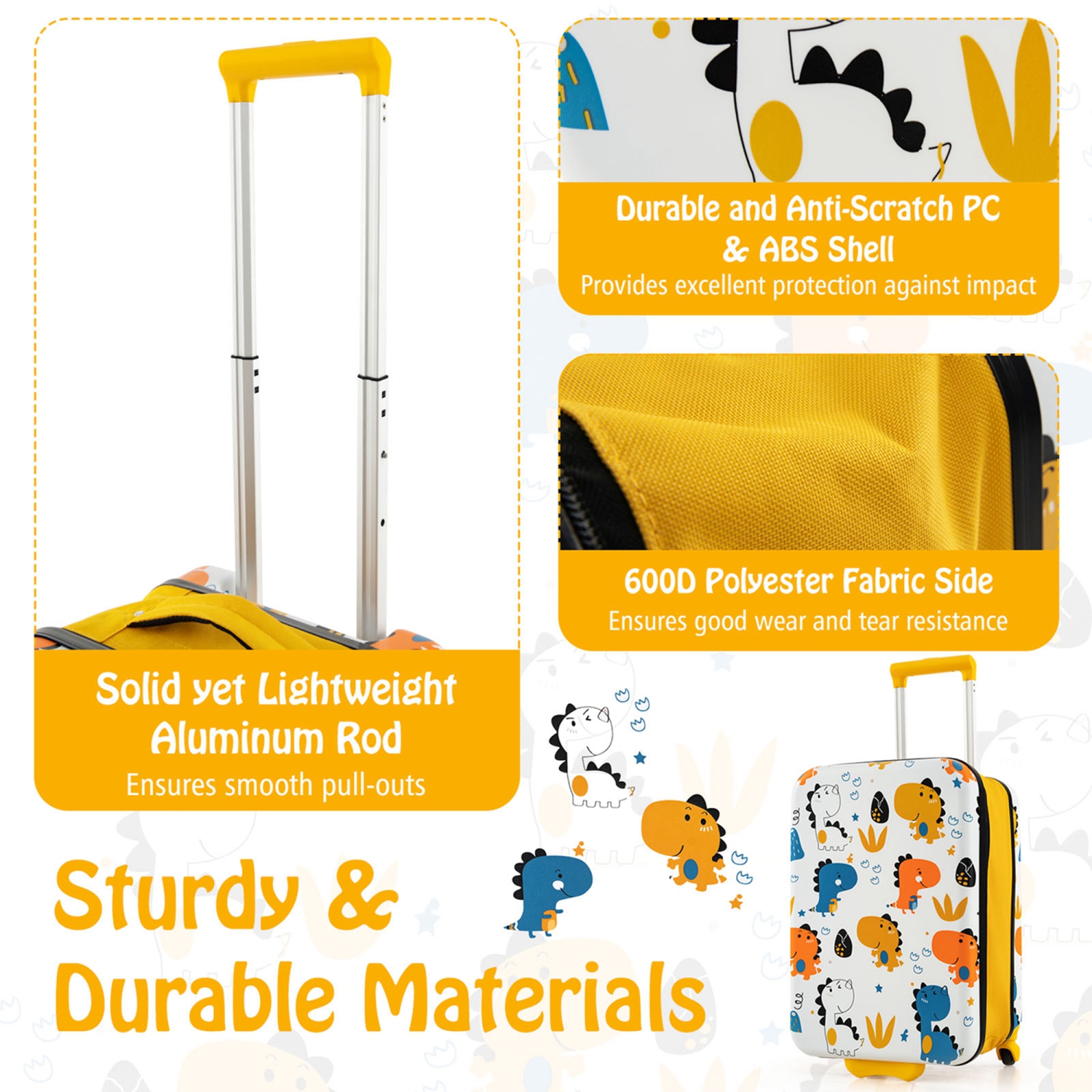 Bagage de cabine rigide pliable à roulettes pour enfants de 20 po de Costway sur roues pour enfants