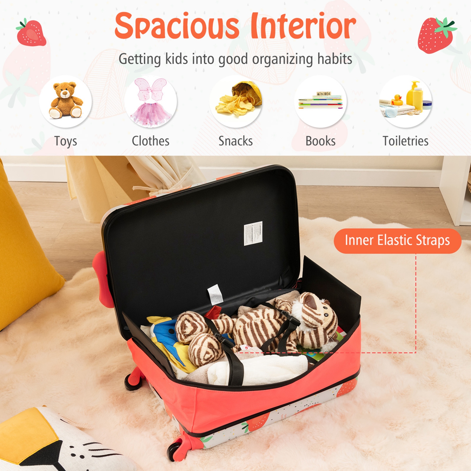 Costway 20" Kids Rolling Luggage Foldable Hardshell Carry-on Suitcase on Wheels Children