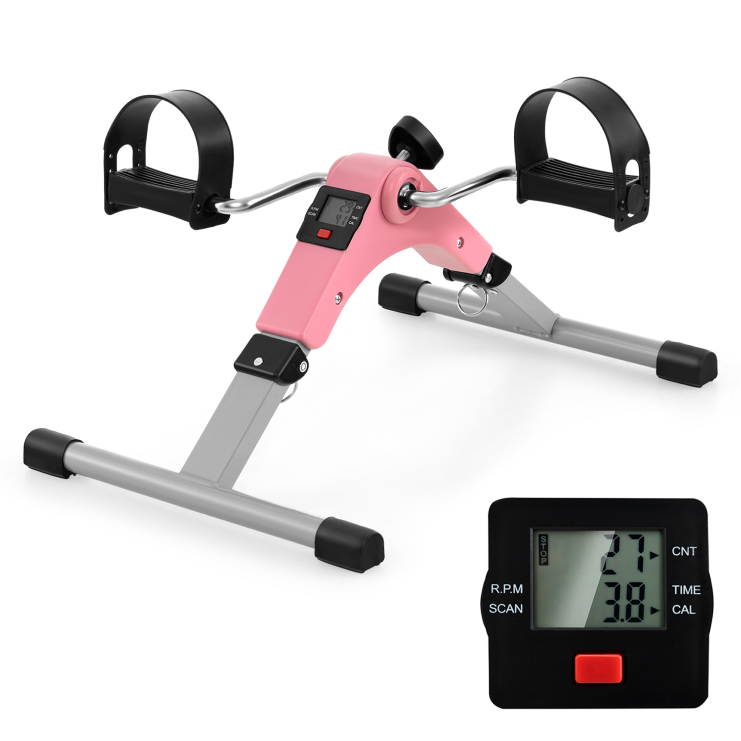 Costway Under Desk Exercise Bike Pedal Exerciser with LCD Display for Legs & Arms Workout