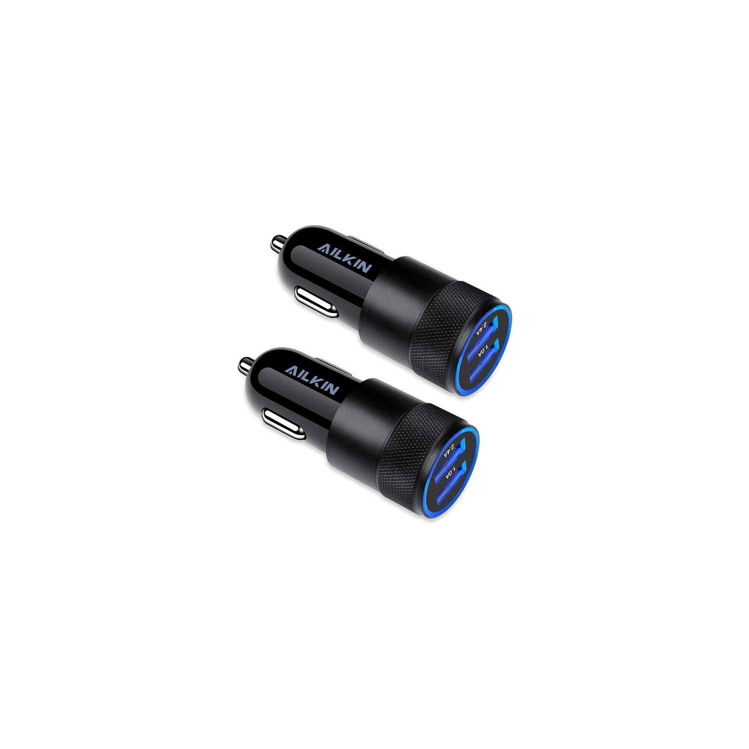 AILKIN ‎13.79 x 10.39 x 2.69 cm Car Charger 2Pack/3.4a USB Cargador Carro Lighter Adapter with Dual Port Fast Charge ‎Black