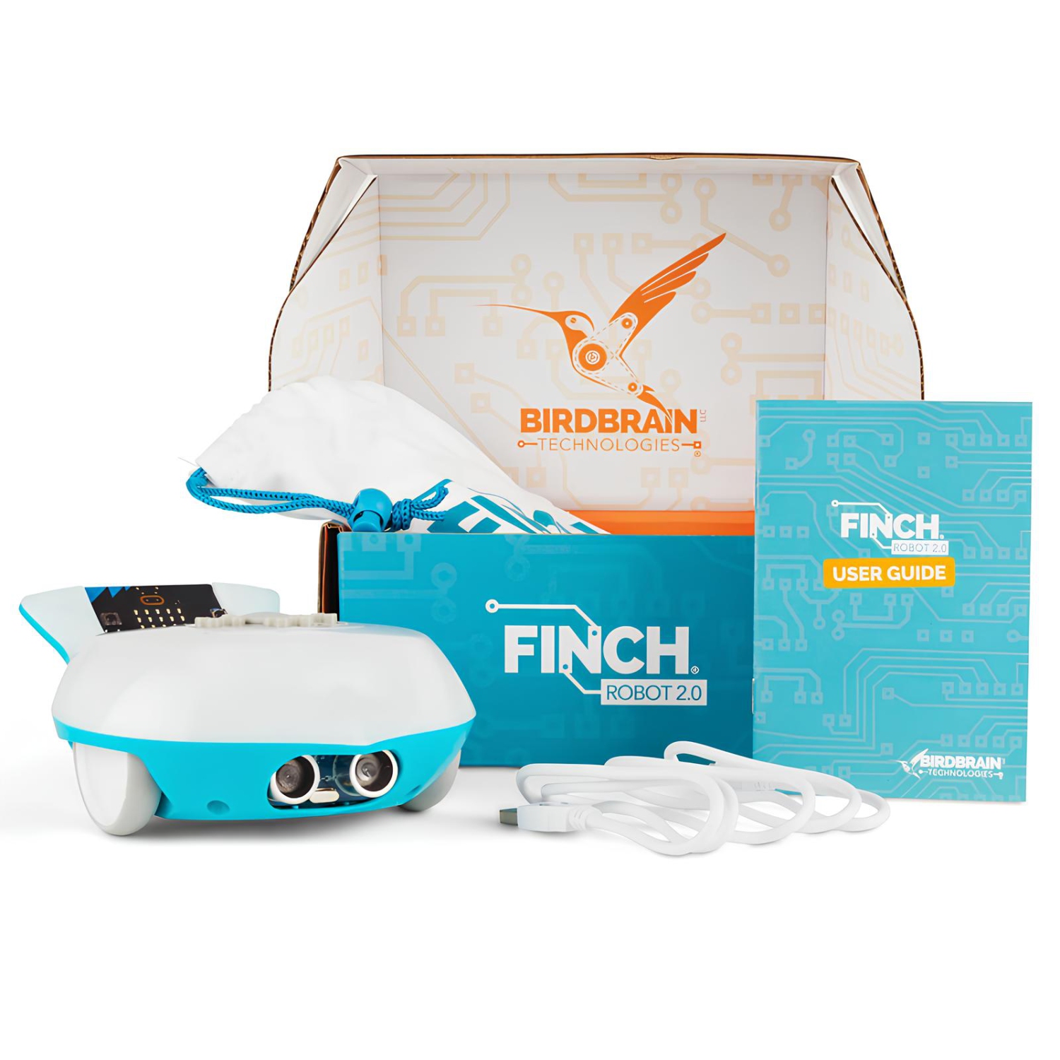 Robot de programmation Finch V2.0 de BirdBrain avec micro:bit - Robot programmable éducatif STIM - Robot de classe pour les apprenants et les