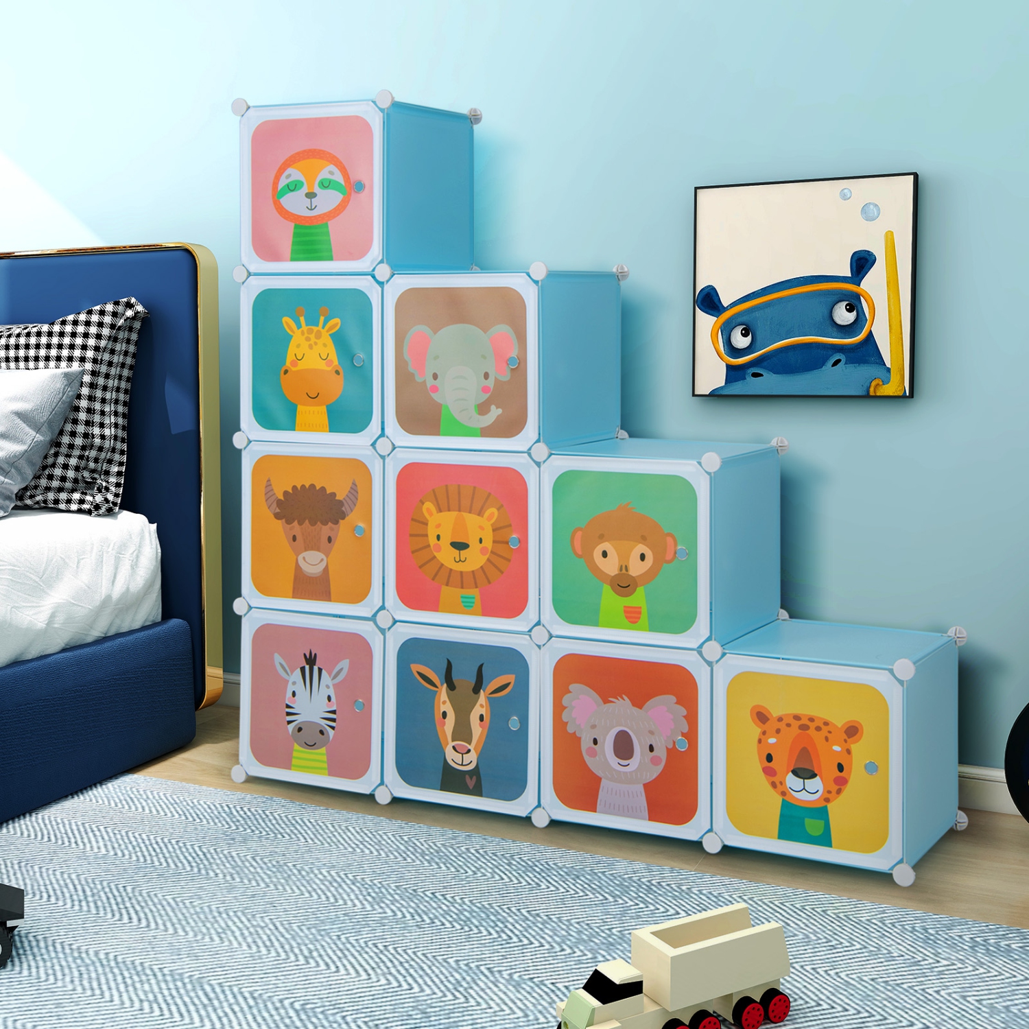 Armoire à 12 cubes avec porte pour chambre de bébé de Costway pour enfants garde-robe pour chambre à coucher