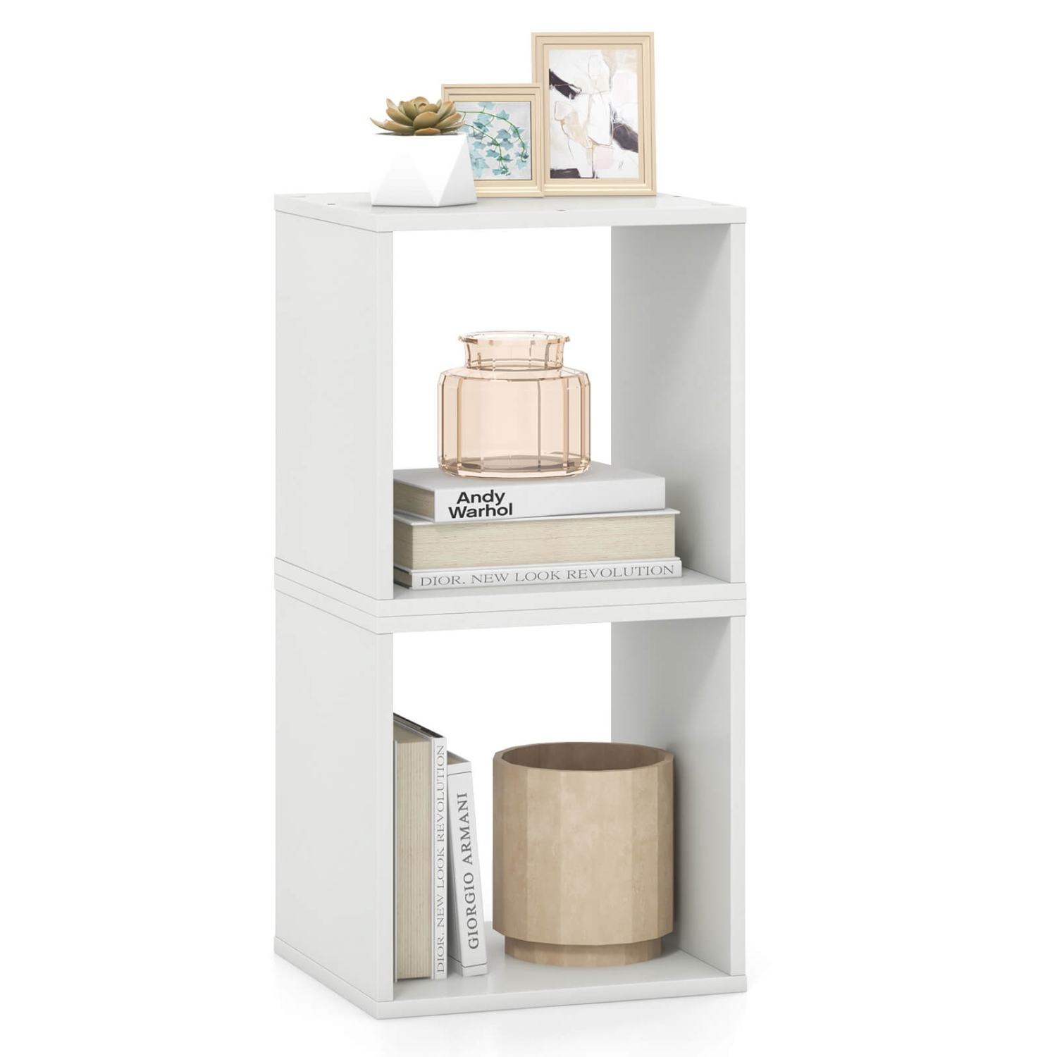 Costway 2PCS Stackable Storage Cube Free-standing Storage Organizer Bookcase for Bedroom