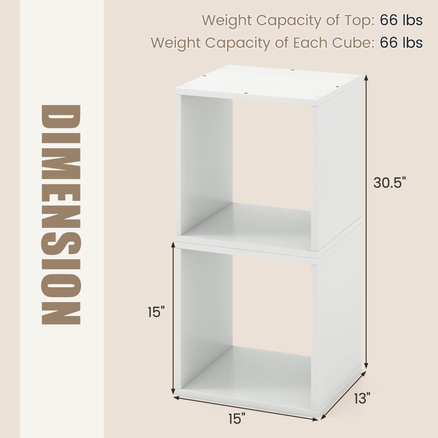 Costway 2PCS Stackable Storage Cube Free-standing Storage Organizer Bookcase for Bedroom