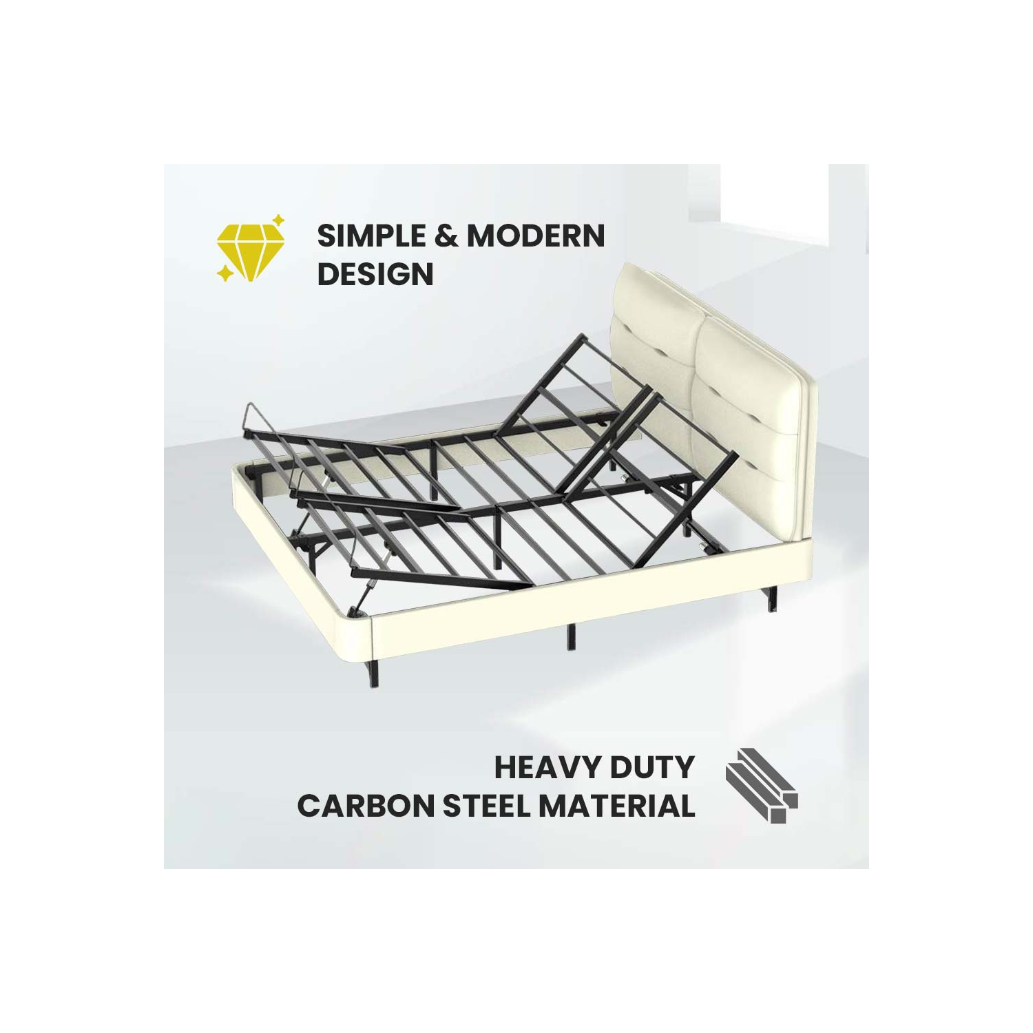 MotionGrey - King Adjustable Bed Frame full, King Electric Bed Frame, Comfortable Adjustable Bed Base Frame Up to 600 lbs, Wired Remote Control,
