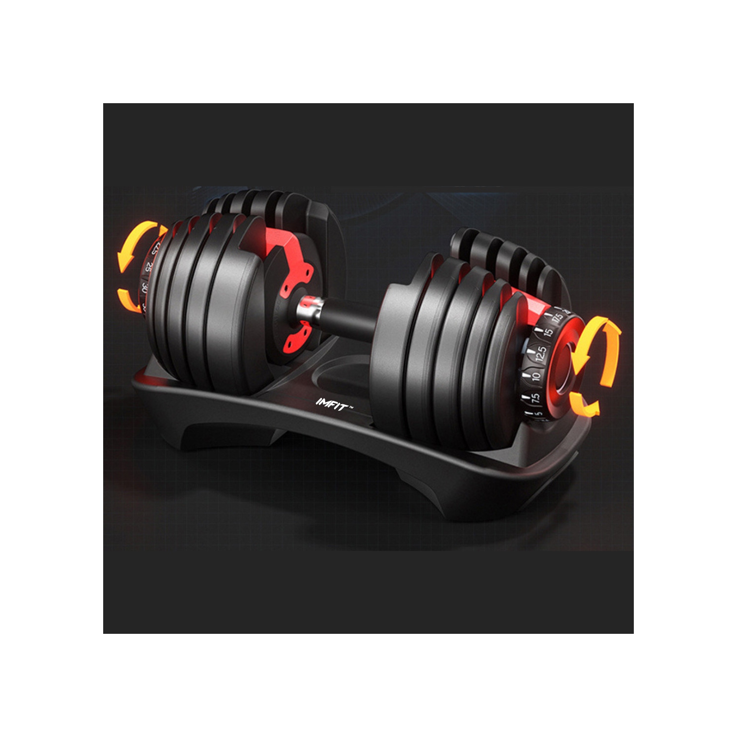 Haltères réglables IMFit 5-52,5&nbsp;lb | Équipement de mise en forme pour l'entraînement complet du corps, 15 poids | Conception compacte | 1