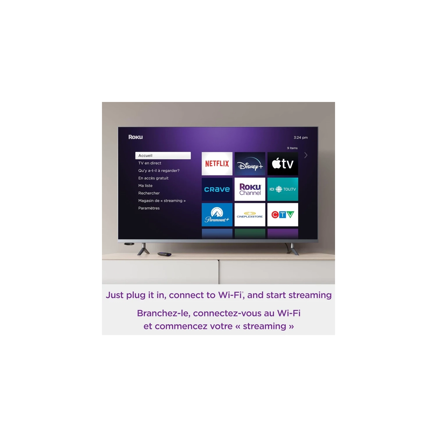 Appareil de diffusion en continu HD Express de Roku avec câble HDMI haute vitesse et télécommande simple