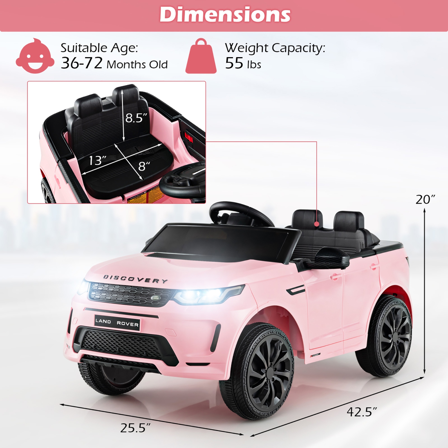 Gymax 12V Kids Ride On Car Licensed Land Rover Electric Vehicle w/ Remote Control