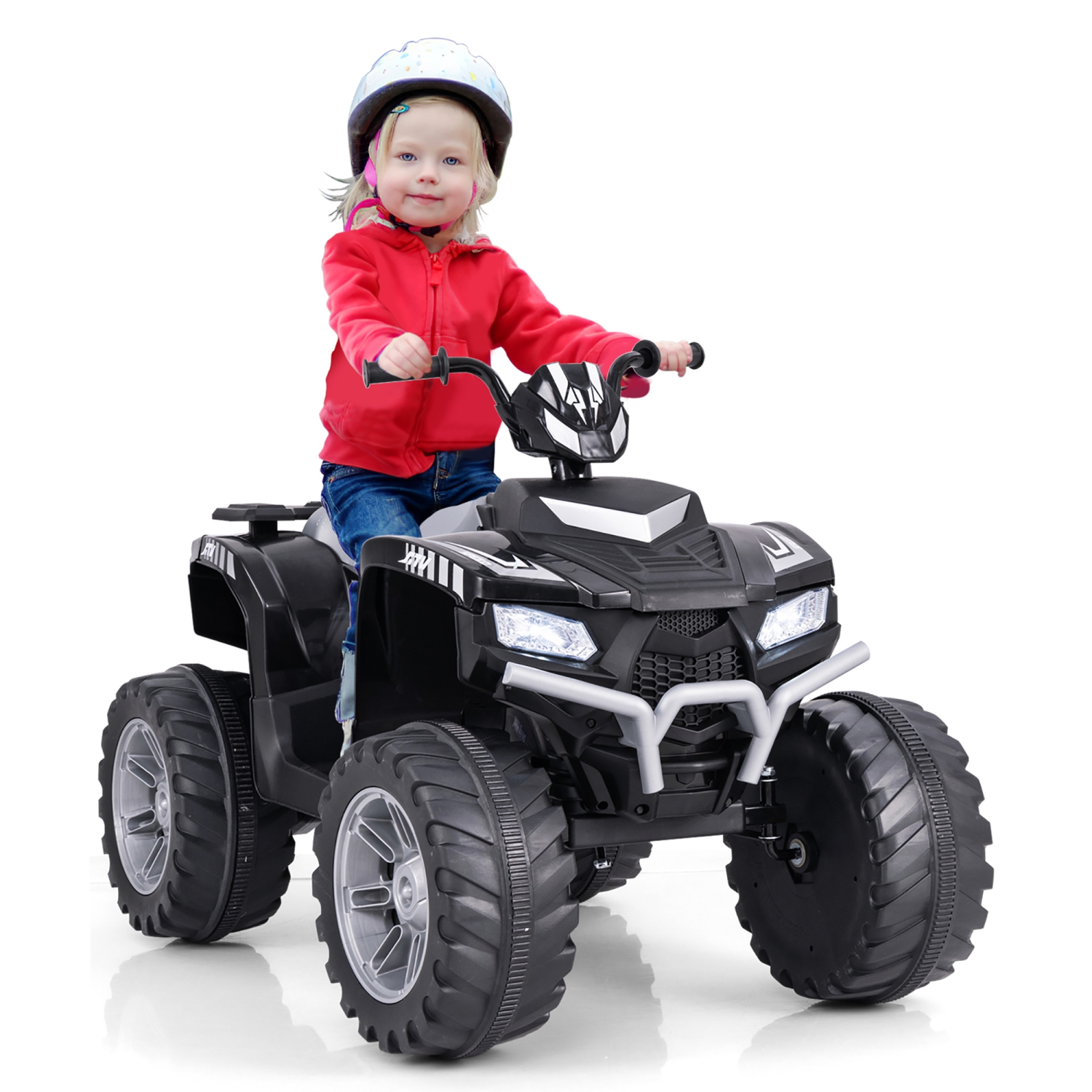 Gymax Kids Ride-On ATV 24V Battery Powered Electric Vehicle w/ Wireless Connection Music Radio