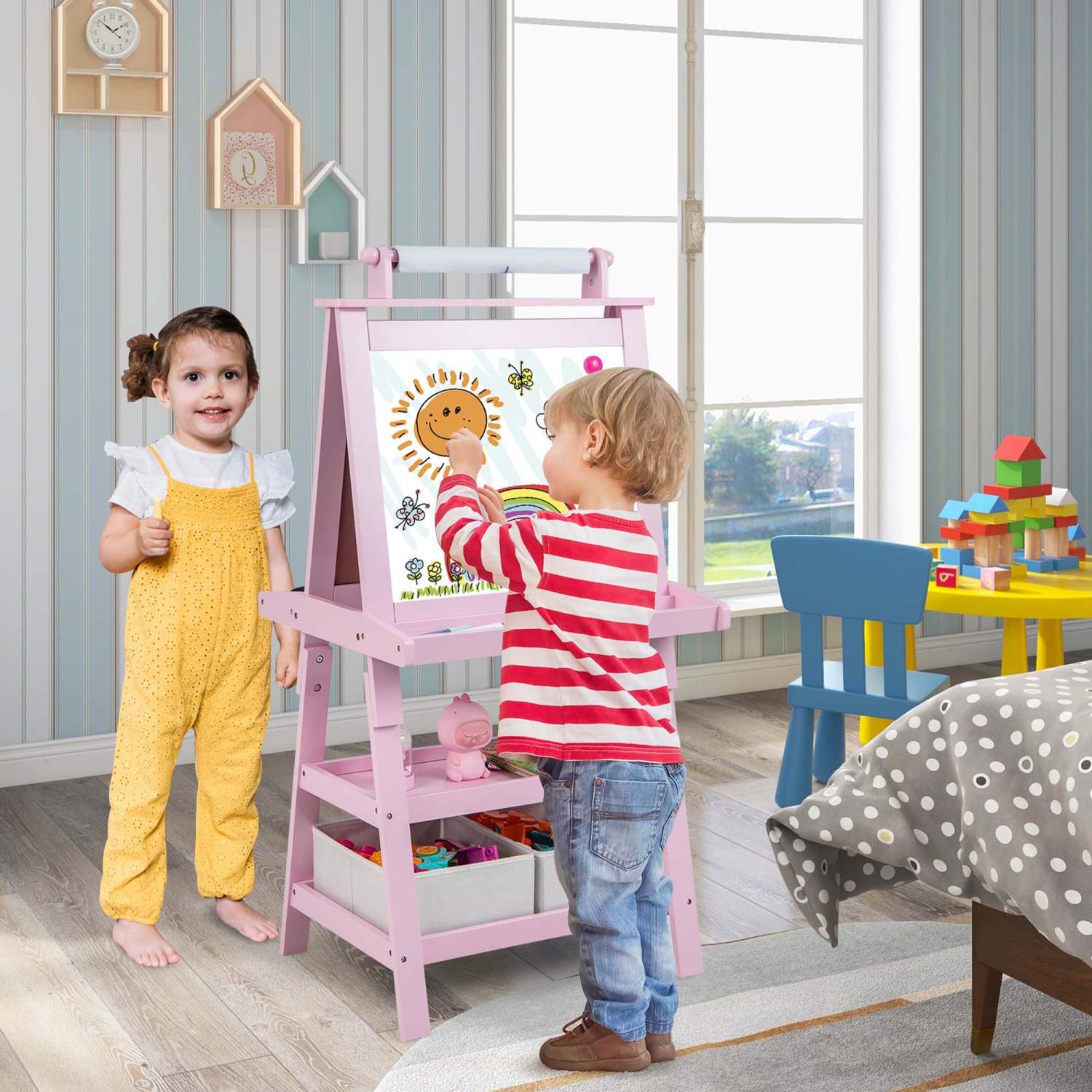 Chevalet en bois pour enfants 3-en-1 de Costway