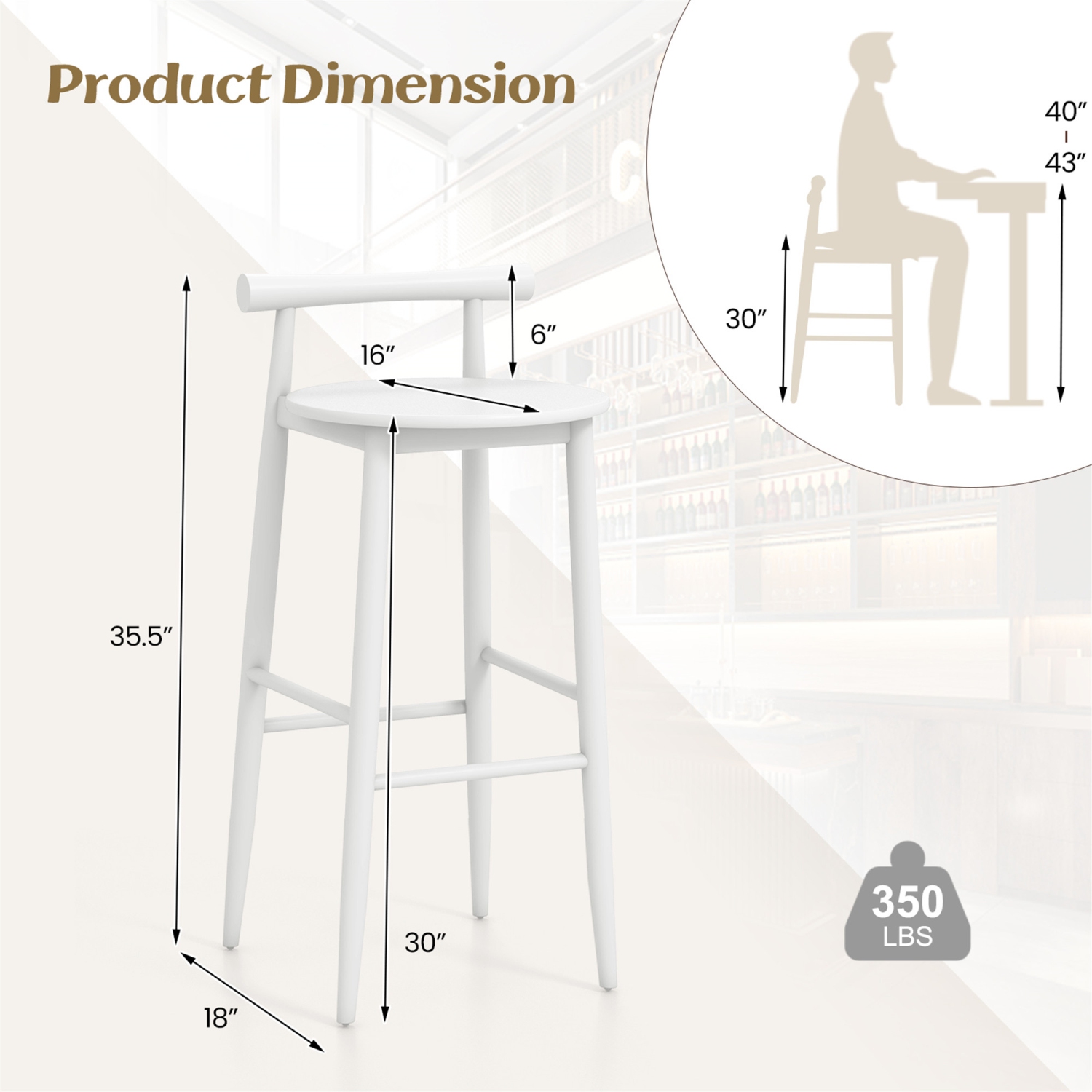 Gymax Bar Height Stools Set of 4 Bar Chair w/ Acacia Wood Frame Supporting Legs