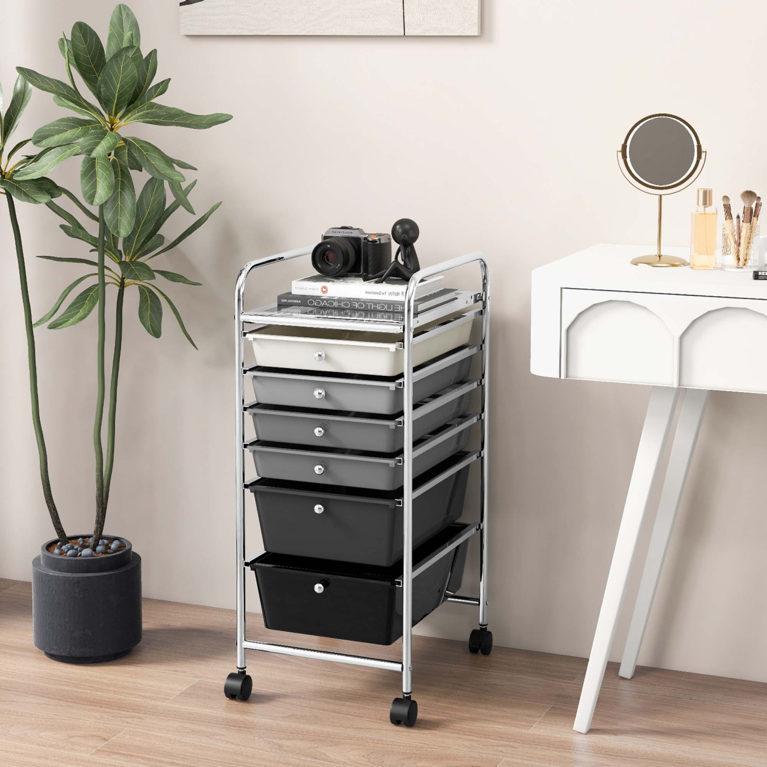 Costway 6 Drawer Rolling Storage Cart Scrapbook Paper Office Organizer