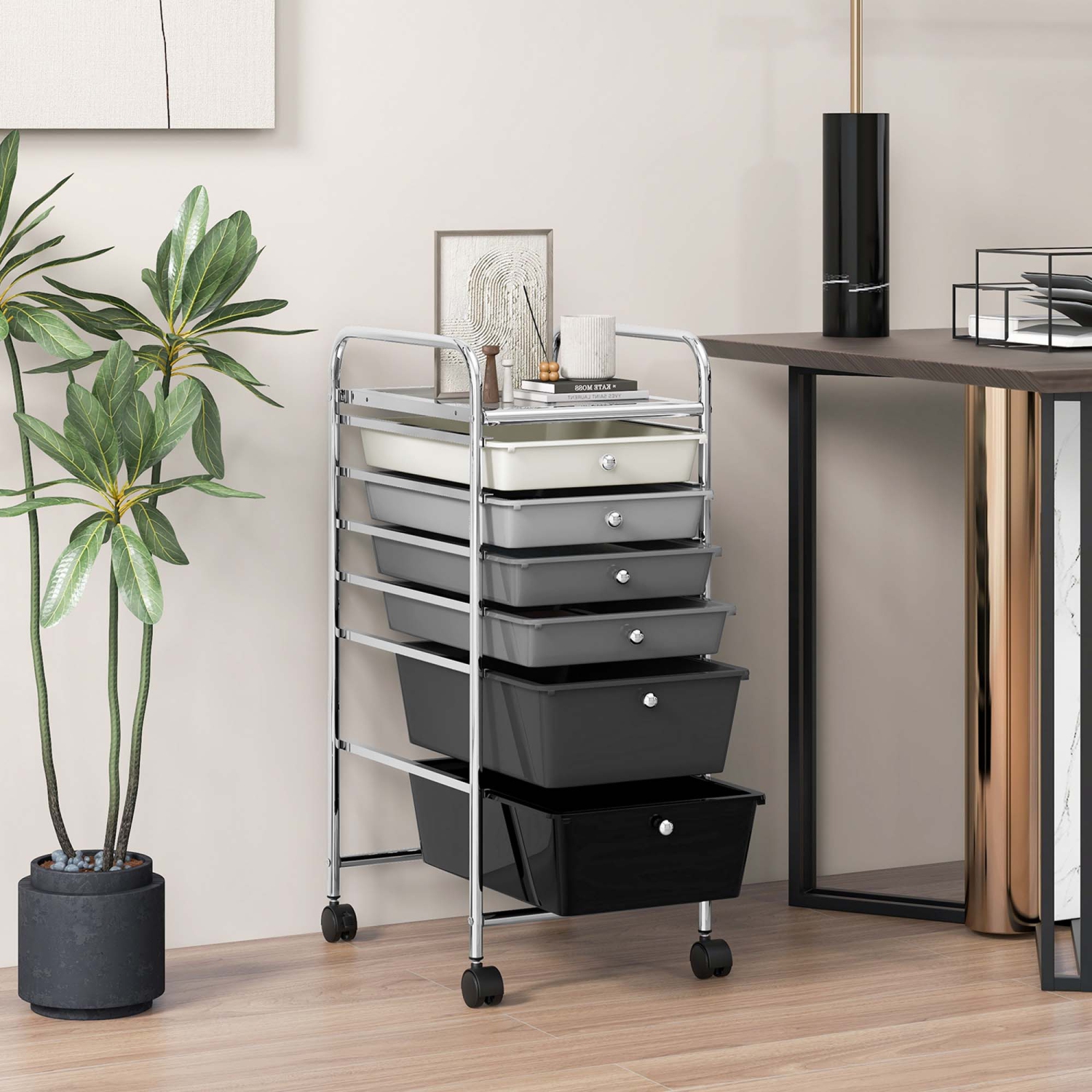 Costway 6 Drawer Rolling Storage Cart Scrapbook Paper Office Organizer