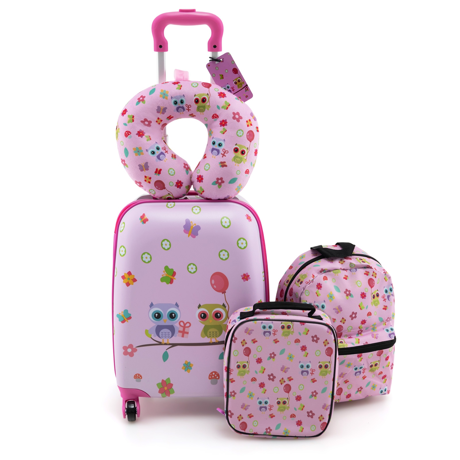 Costway 5 PCS Kids Luggage Set with Backpack Neck Pillow Luggage Tag Lunch Bag Wheels Best Buy Canada