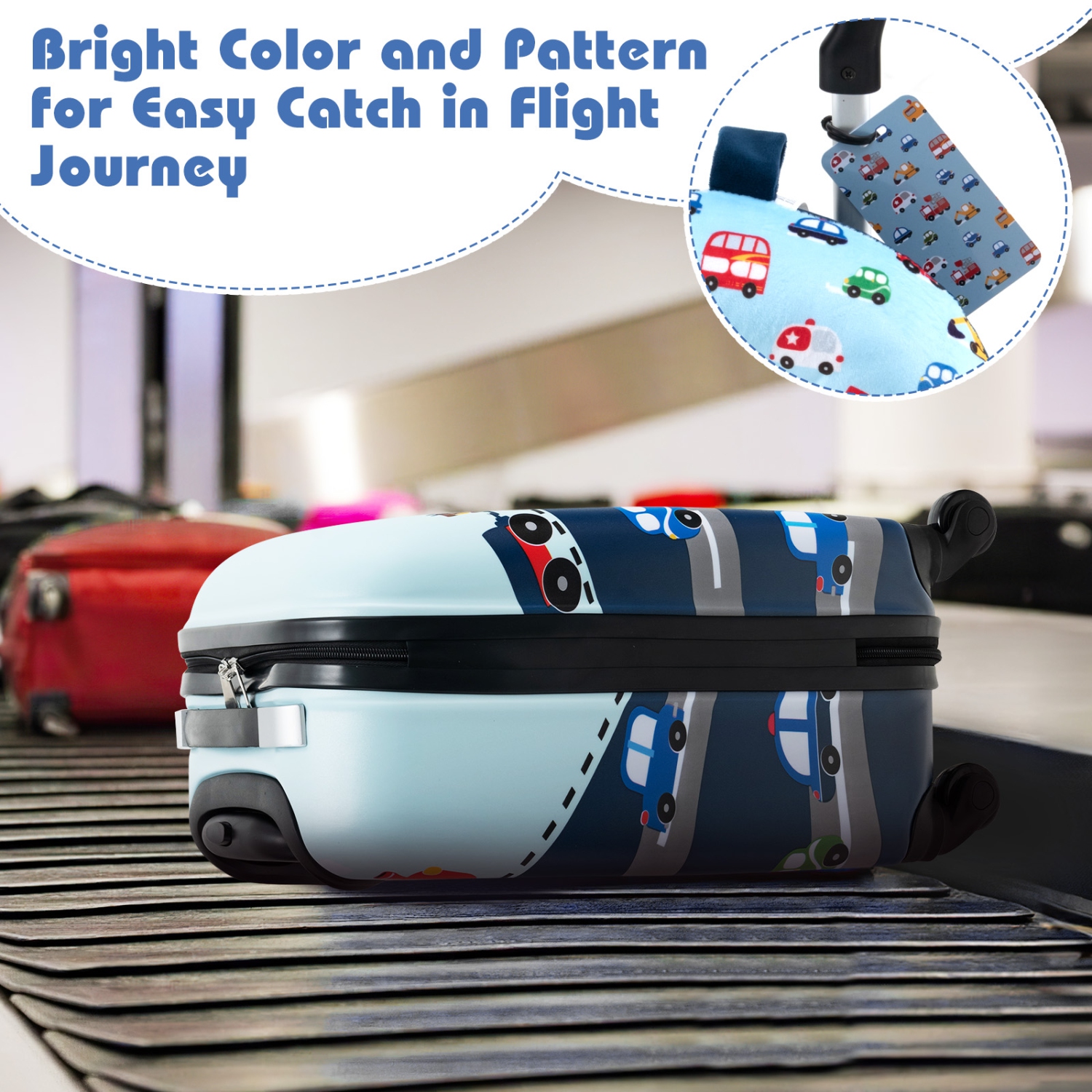 Costway 5 PCS Kids Luggage Set with Backpack Neck Pillow Luggage Tag Lunch Bag Wheels