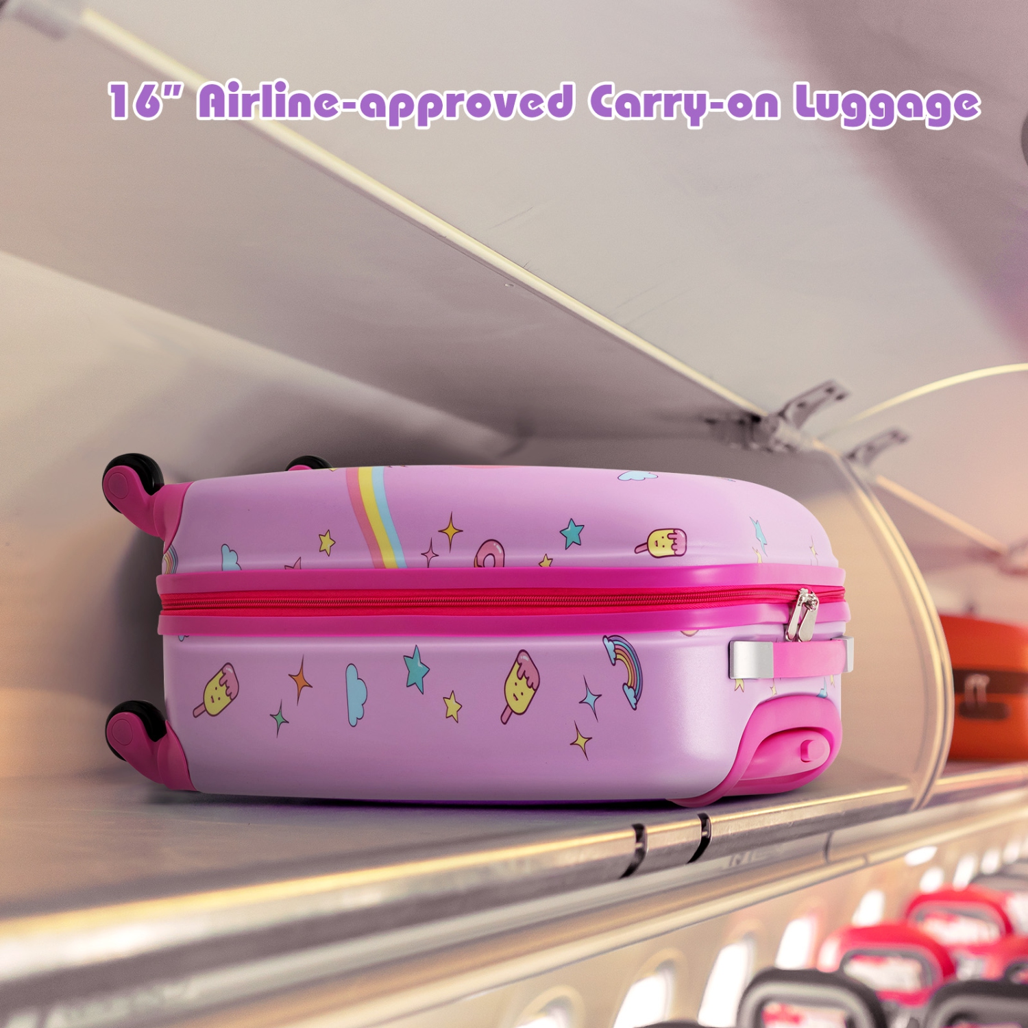 Costway 5 PCS Kids Luggage Set with Backpack Neck Pillow Luggage Tag Lunch Bag Wheels