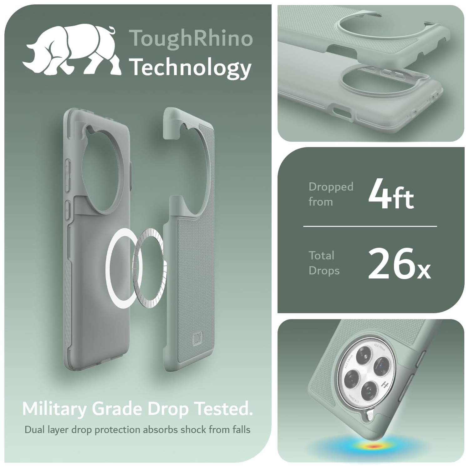 TUDIA MergeGrip OnePlus 12 Case Magsafe Compatible - Green Lily