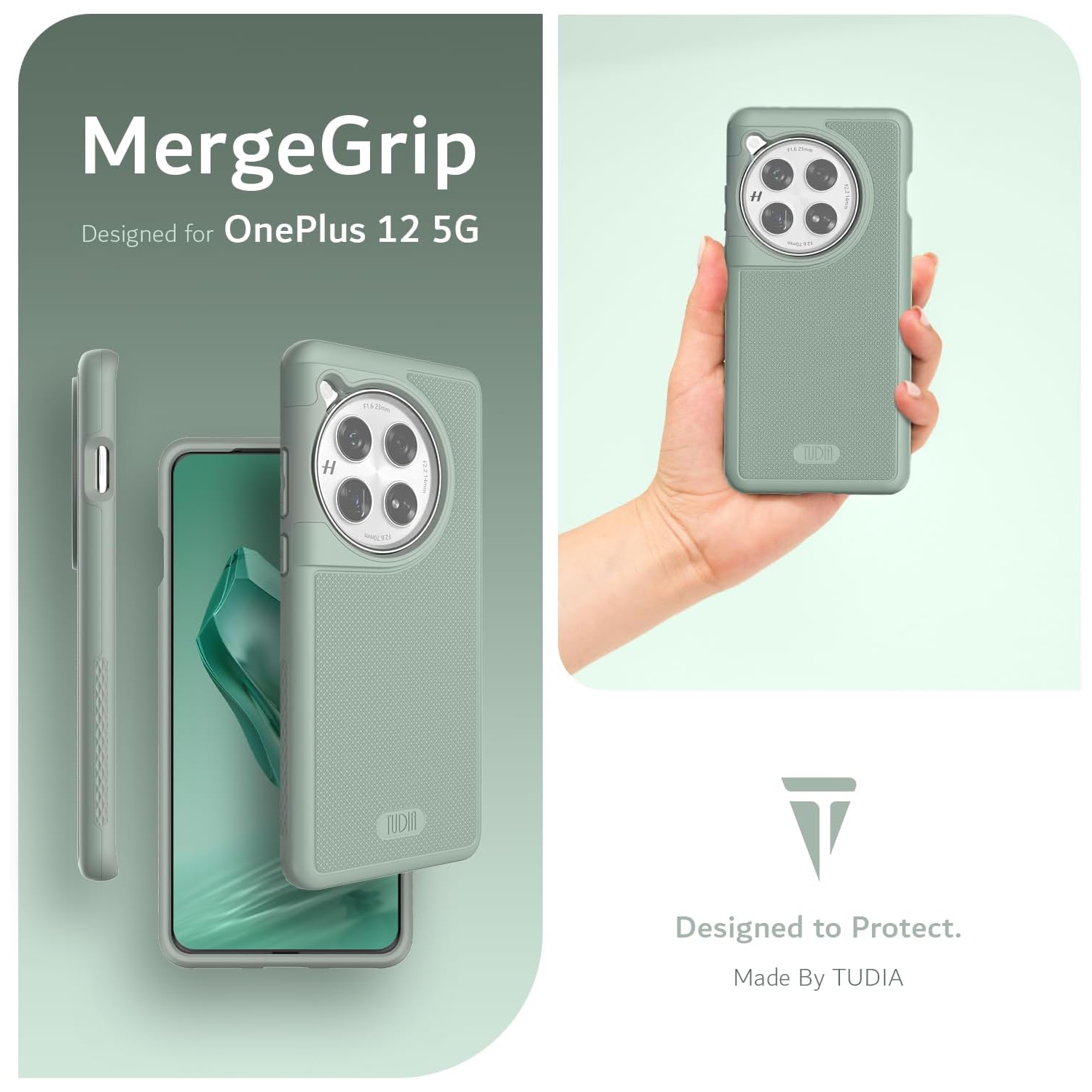 TUDIA MergeGrip OnePlus 12 Case Magsafe Compatible - Green Lily