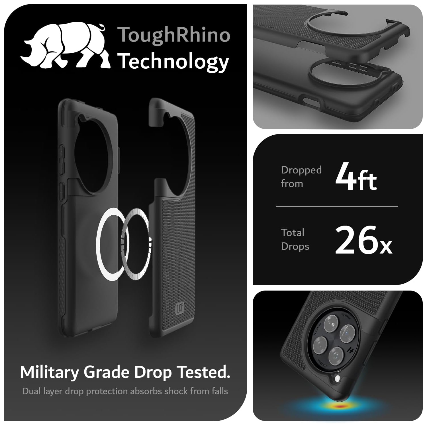 TUDIA MergeGrip OnePlus 12 Case Magsafe Compatible - Matte Black