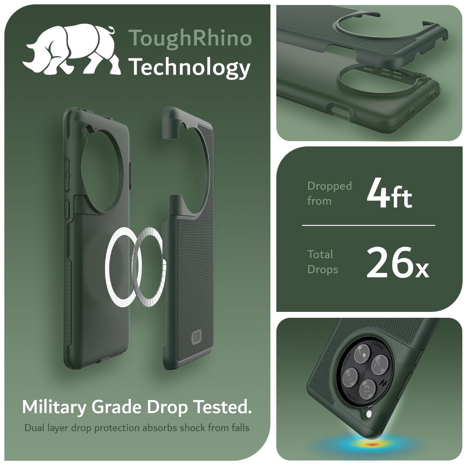 TUDIA MergeGrip OnePlus 12 Case Magsafe Compatible - Pine Green