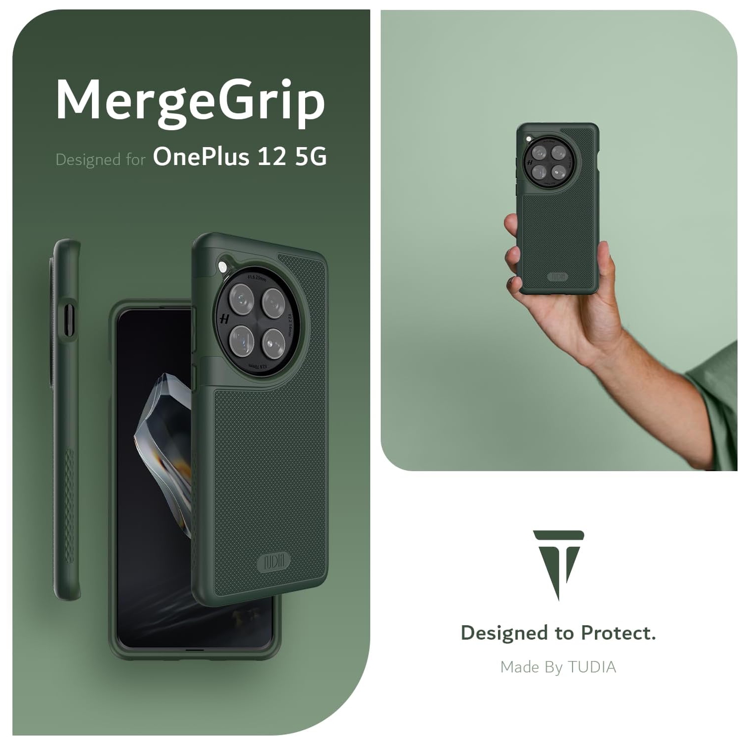 TUDIA MergeGrip OnePlus 12 Case Magsafe Compatible - Pine Green