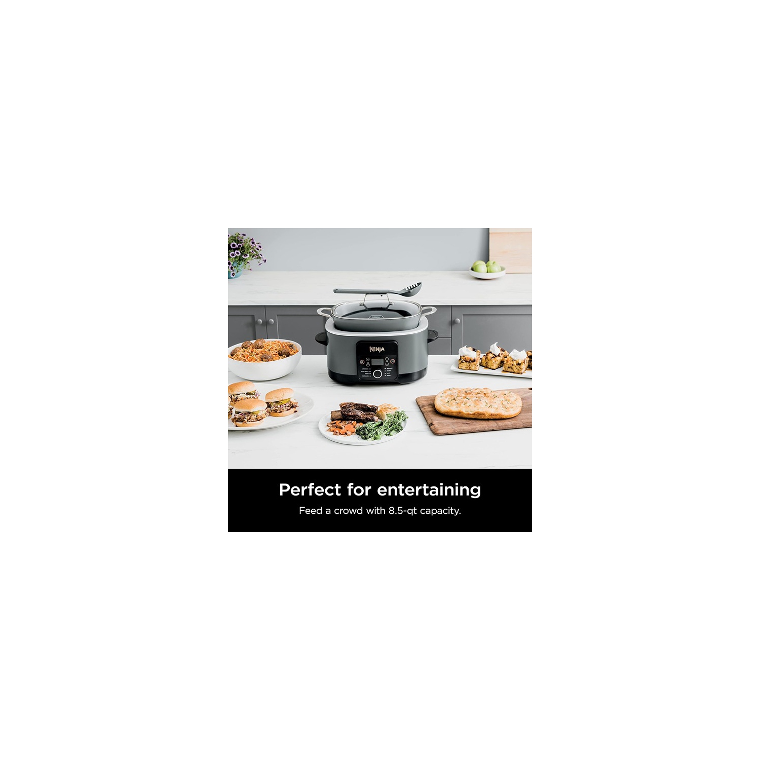 La PossibleCooker PRO 32,11 MC1001C de 8,5 pte Foodi de Ninja avec 45,72 mijoteuse 8-en-1 de 26,9&nbsp;cm est offerte en gris sel de mer
