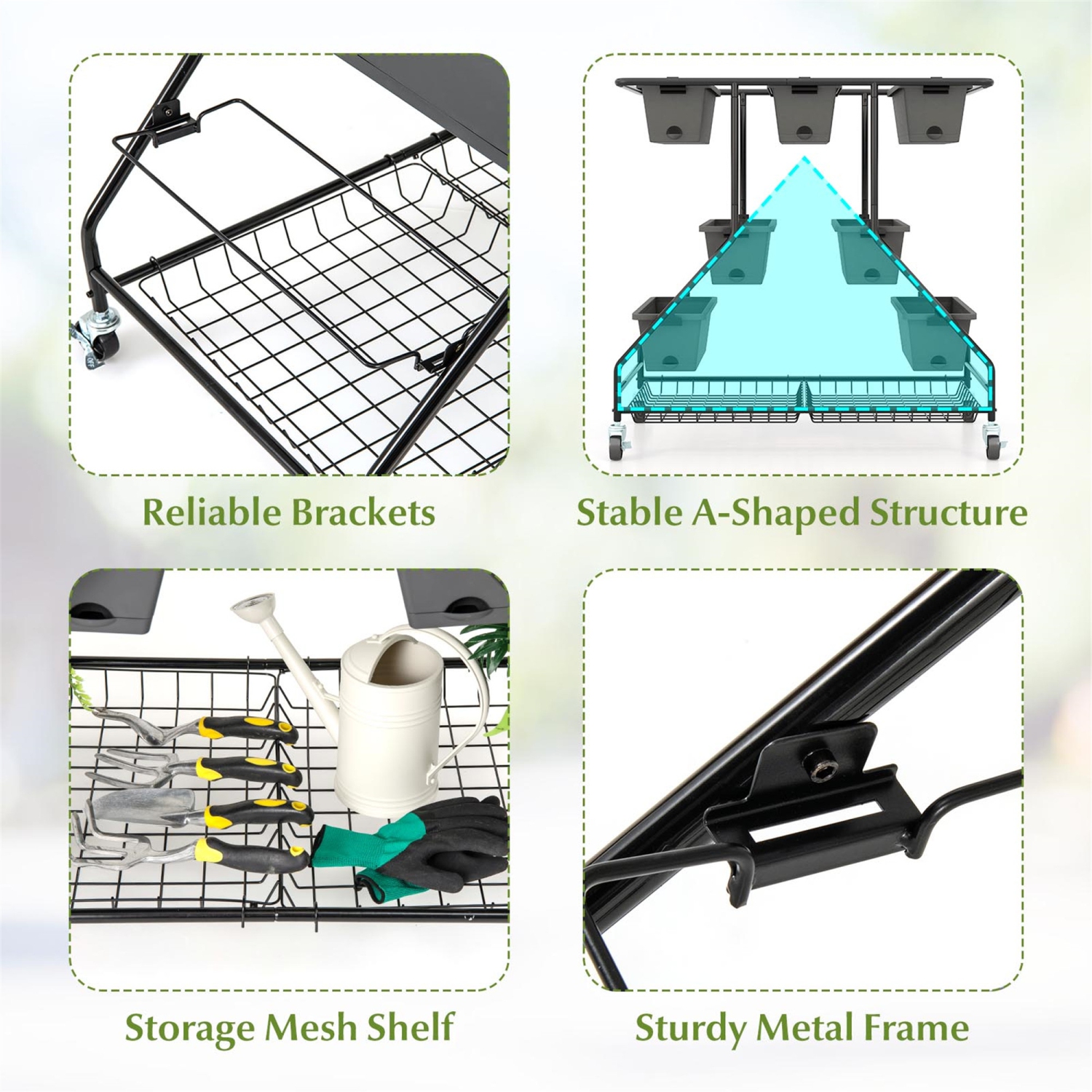 Gymax 3-tier Vertical Raised Garden Bed w/ 7 Planter Boxes Drainage Holes Storage Shelf