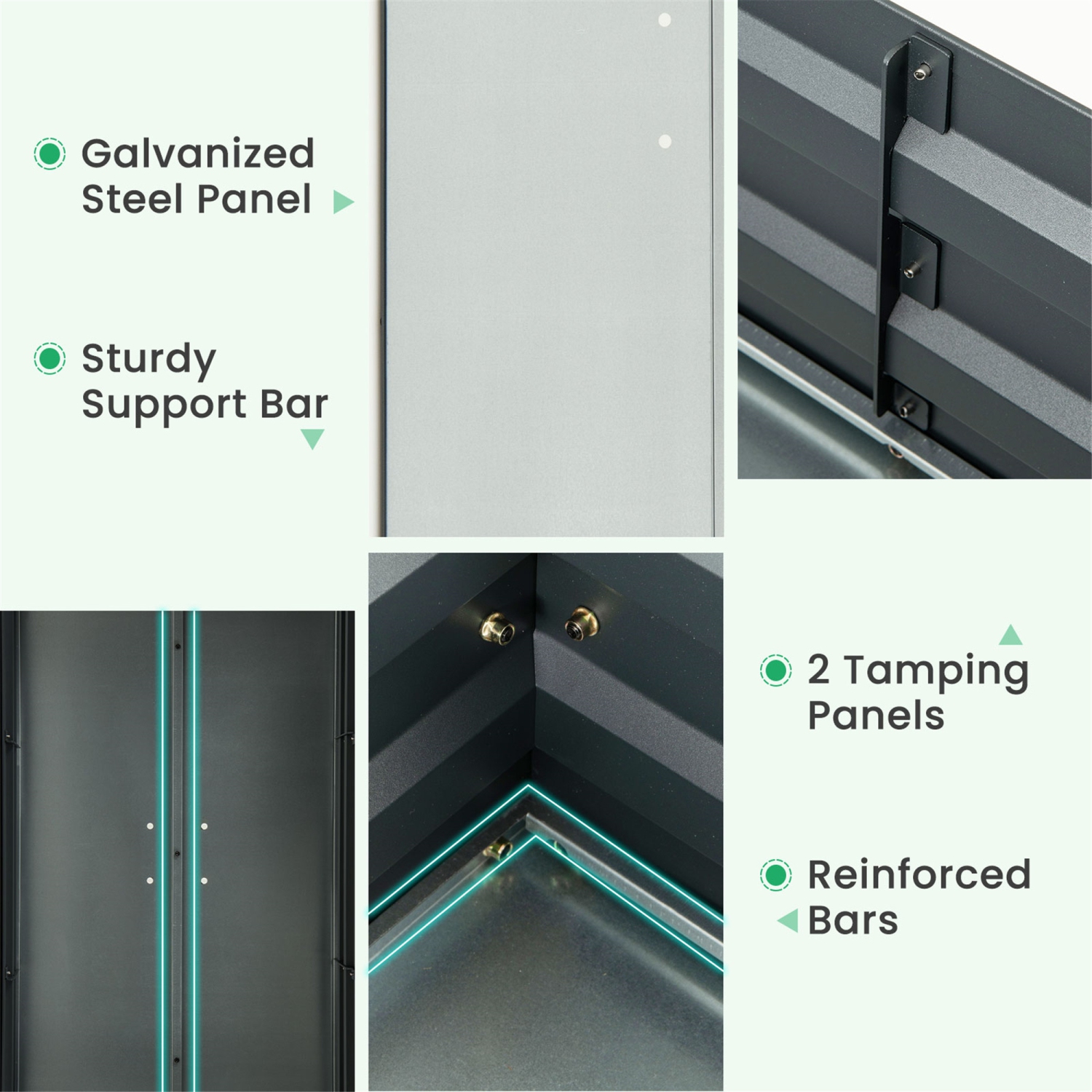 Gymax 46'' x 24'' x 32'' Galvanized Raised Garden Bed w/ Legs Drainage Holes for Flowers