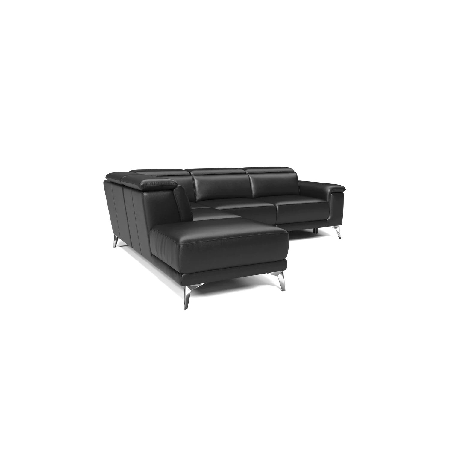 Valencia Pista, divan modulaire inclinable en cuir, fauteuil gauche, noir