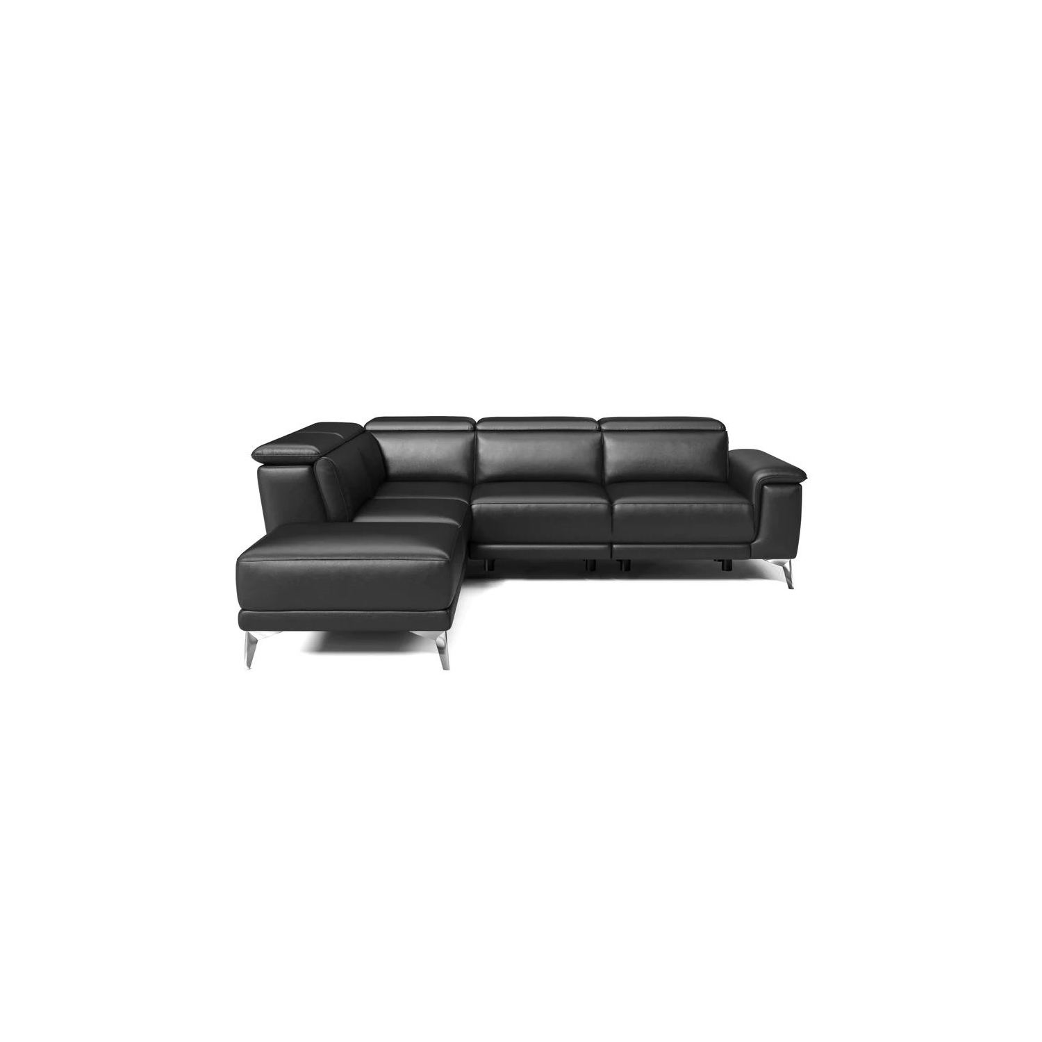 Valencia Pista, divan modulaire inclinable en cuir, fauteuil gauche, noir