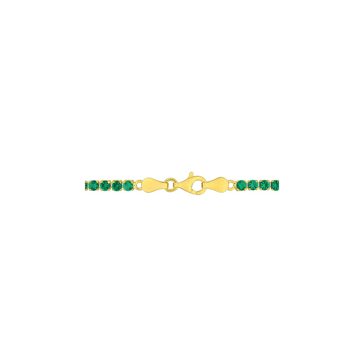 Bracelet tennis en argent sterling plaqué jaune avec émeraudes synthétiques d'4,59&nbsp;carat