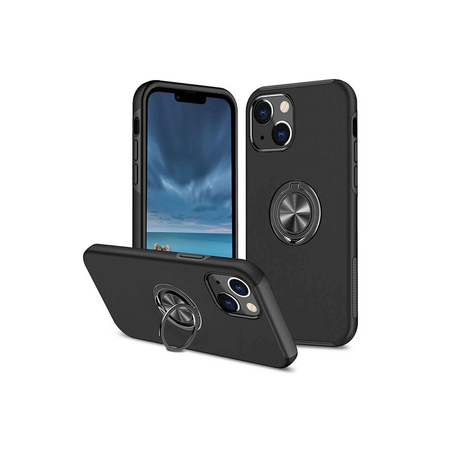 [CS] Étui support magnétique hybride invisible pour anneau pour iPhone 12 Pro, noir