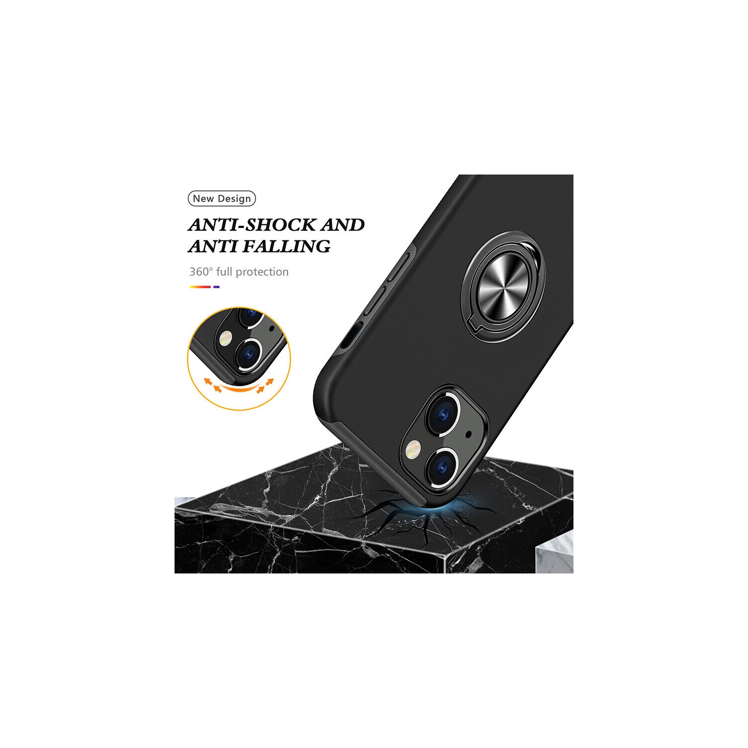 [CS] Étui support magnétique hybride invisible pour anneau pour iPhone 12 Pro, bleu marine