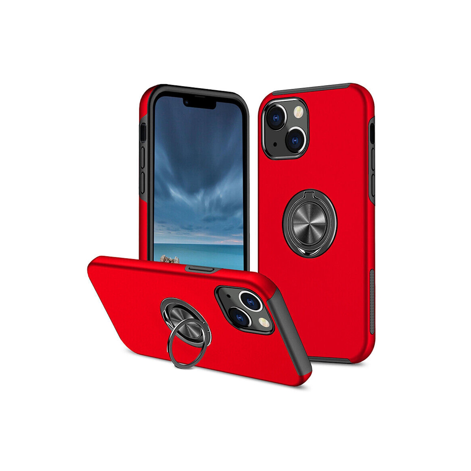 [CS] Étui support magnétique hybride invisible pour anneau pour iPhone 12 Pro, rouge