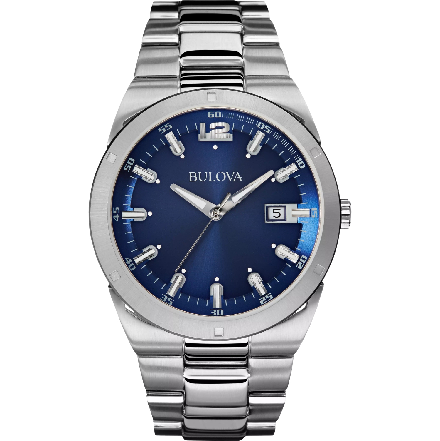 Bulova Mens Classic Quartz Watch 43mm Silver-Tone Stainless Steel Case and Bracelet with Blue Dial