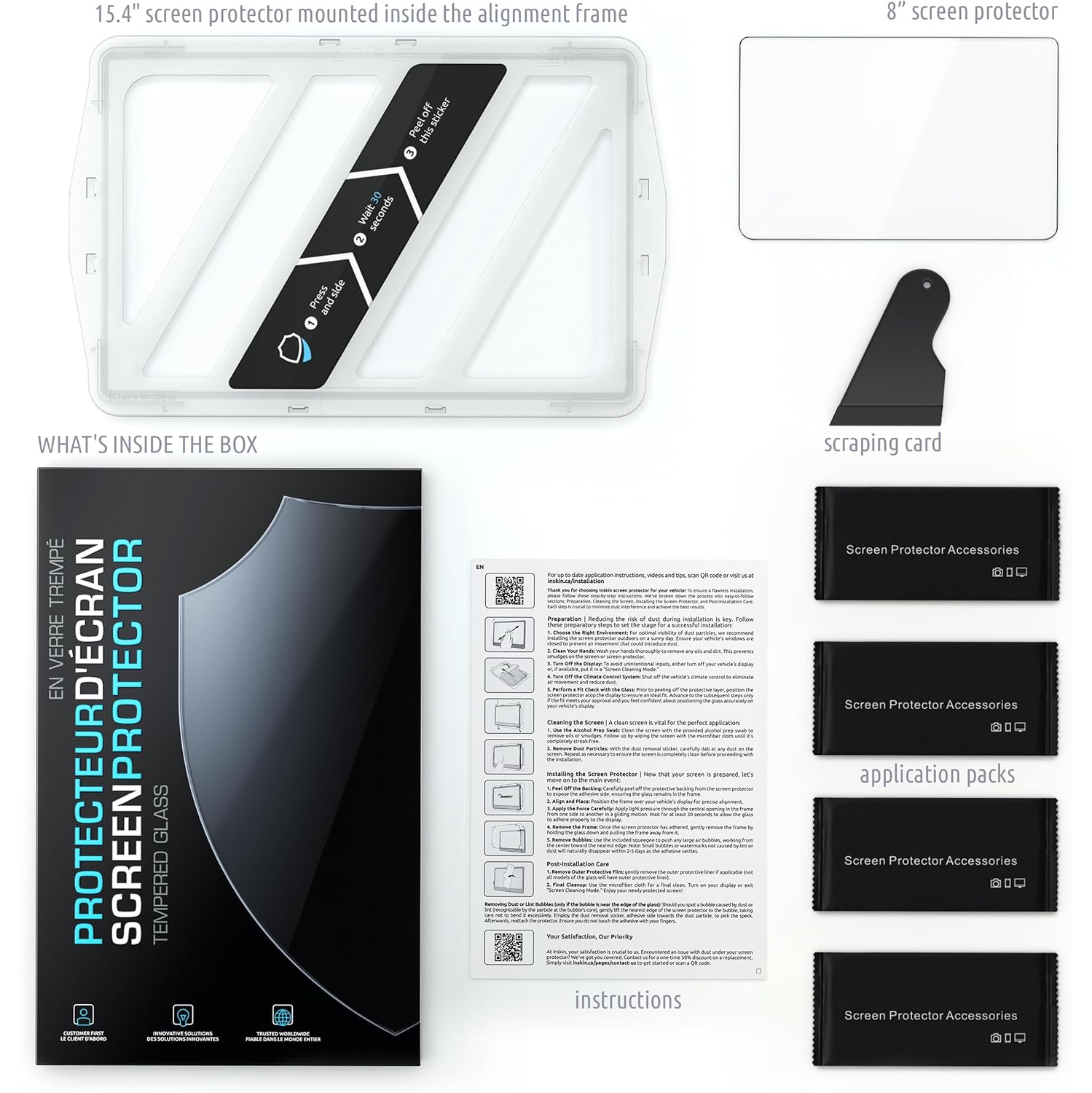 Inskin Screen Protector for Tesla Model 3 Highland 2024-Tempered Glass Set for Dashboard Display & Rear Screen (8 inch), Matte Anti-Glare, Auto-Align